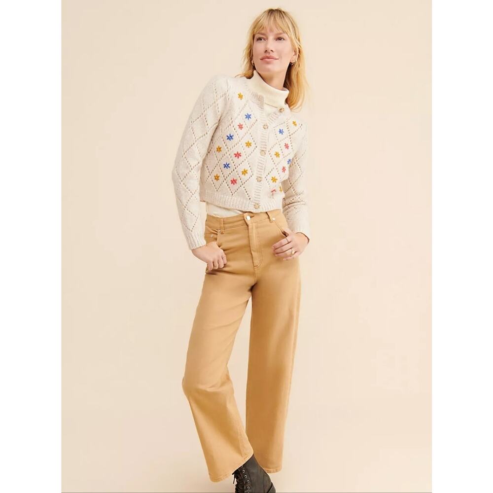 SAYLOR Surrey Embroidered Button-Front Cream Cardigan - Picture 3 of 10